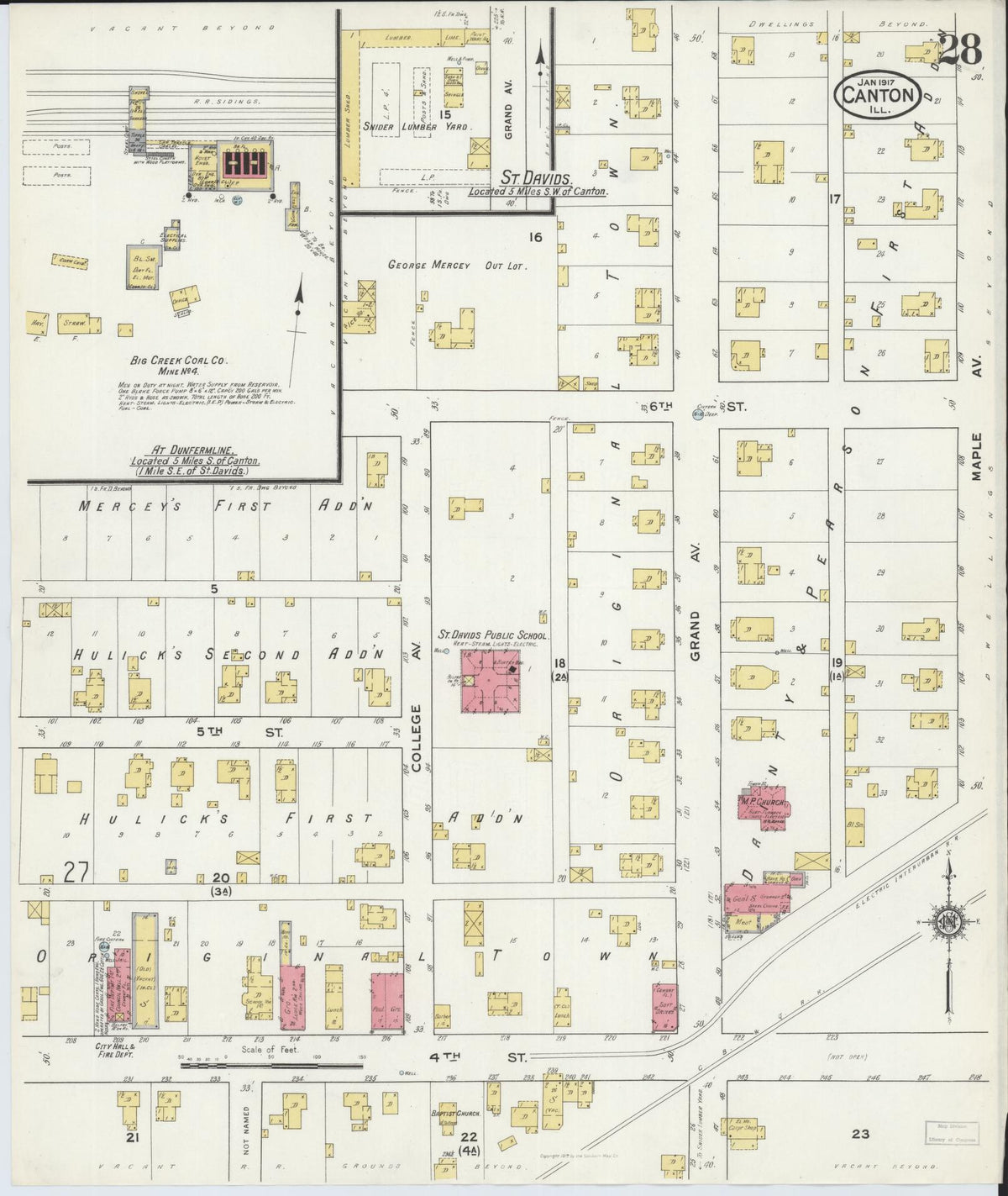 Sanborn Fire Insurance Map from Canton, Fulton County, Illinois (1917), Sheet #0028 - Complete Map Set gallery image, historic Sanborn map, vintage wall art, Illinois Illinois