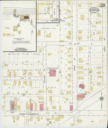 Sanborn Fire Insurance Map from Canton, Fulton County, Illinois (1917), Sheet #0028 - Complete Map Set gallery image, historic Sanborn map, vintage wall art, Illinois Illinois