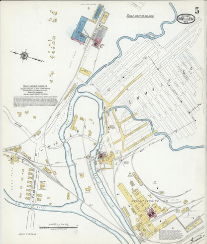 Sanborn Fire Insurance Map from Mellen, Ashland County, Wisconsin (1917), Sheet #0005 - Historic Sanborn Fire Insurance Map Print, vintage old map wall art, antique decor, genealogy gift, Wisconsin Wisconsin map