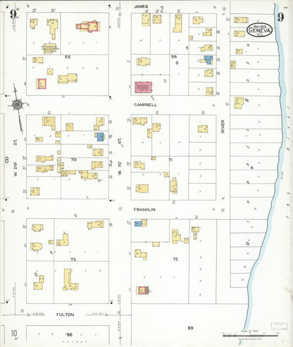 Sanborn Fire Insurance Map from Geneva, Kane County, Illinois (1923), Sheet #0009 - Complete Map Set gallery image, historic Sanborn map, vintage wall art, Illinois Illinois