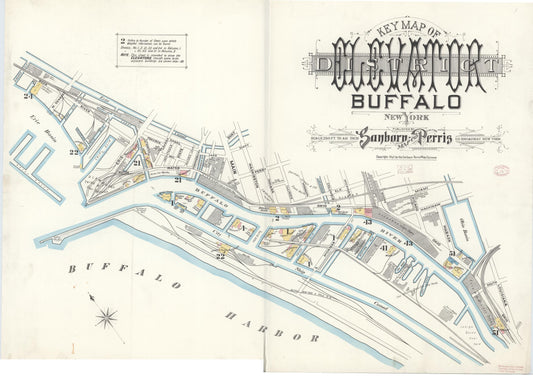 Sanborn Fire Insurance Map from Buffalo, Erie County, New York (1895), Sheet #0001 - Historic Sanborn Fire Insurance Map Print, vintage old map wall art, antique decor, genealogy gift, New York New York map