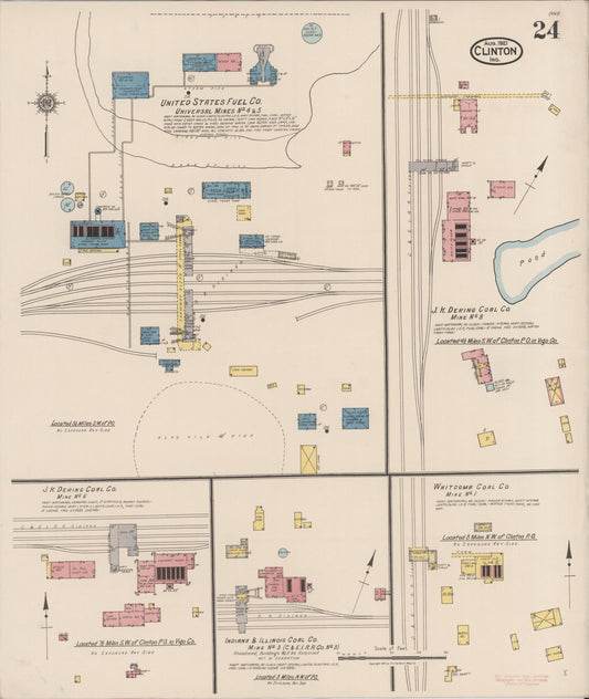 Sanborn Fire Insurance Map from Clinton, Vermillion County, Indiana (1921), Sheet #0024 - Historic Sanborn Fire Insurance Map Print, vintage old map wall art, antique decor, genealogy gift, Indiana Indiana map