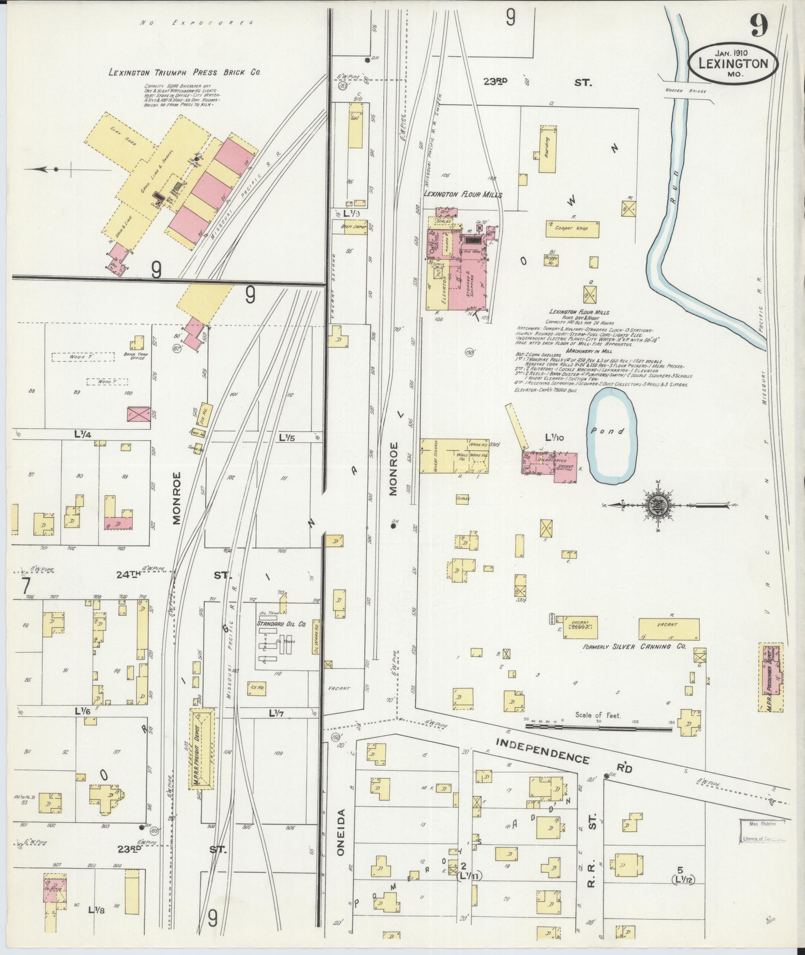 Sanborn Fire Insurance Map from Lexington, Lafayette County, Missouri (1910), Sheet #0009 - Historic Sanborn Fire Insurance Map Print, vintage old map wall art, antique decor, genealogy gift, Missouri Missouri map