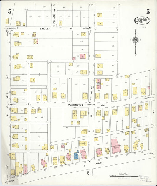 Sanborn Fire Insurance Map from Louisville, Stark County, Ohio (1923), Sheet #0005 - Historic Sanborn Fire Insurance Map Print, vintage old map wall art, antique decor, genealogy gift, Ohio Ohio map