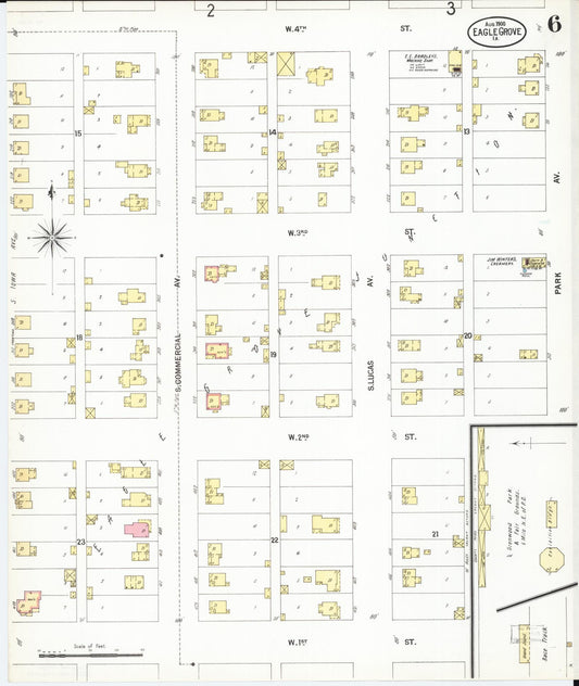 Sanborn Fire Insurance Map from Eagle Grove, Wright County, Iowa (1900), Sheet #0006 - Historic Sanborn Fire Insurance Map Print, vintage old map wall art