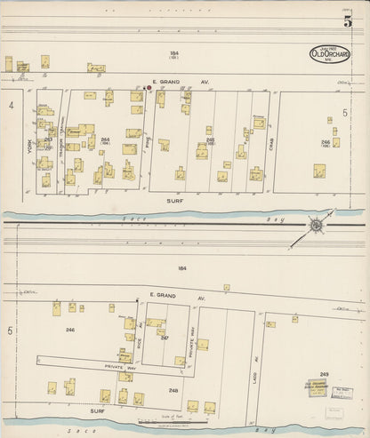 Sanborn Fire Insurance Map from Old Orchard, York County, Maine (1922), Sheet #0005 - Complete Map Set gallery image, historic Sanborn map, vintage wall art, Maine Maine