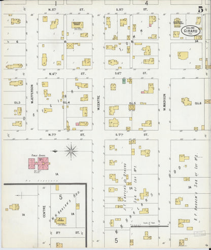 Sanborn Fire Insurance Map from Girard, Macoupin County, Illinois (1900), Sheet #0005 - Complete Map Set gallery image, historic Sanborn map, vintage wall art, Illinois Illinois