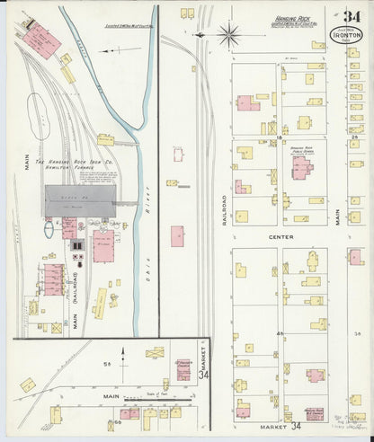Sanborn Fire Insurance Map from Ironton, Lawrence County, Ohio (1909), Sheet #0034 - Historic Sanborn Fire Insurance Map Print, vintage old map wall art, antique decor, genealogy gift, Ohio Ohio map