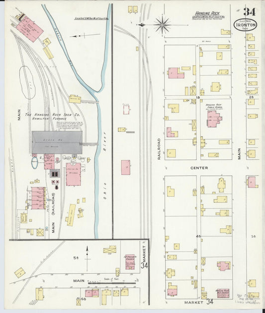 Sanborn Fire Insurance Map from Ironton, Lawrence County, Ohio (1909), Sheet #0034 - Historic Sanborn Fire Insurance Map Print, vintage old map wall art, antique decor, genealogy gift, Ohio Ohio map