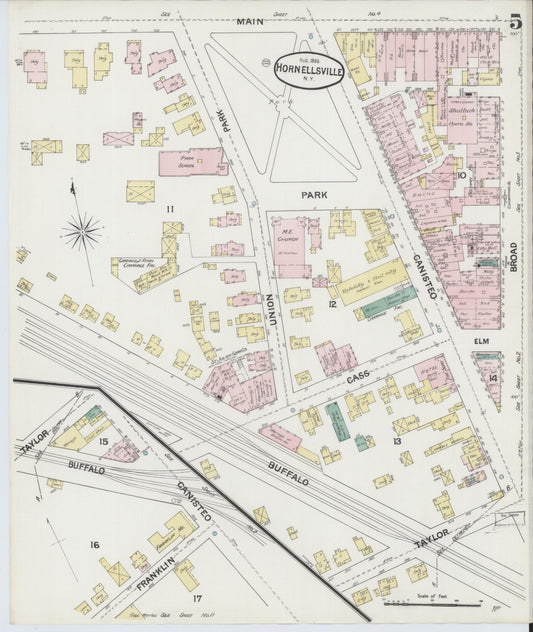 Sanborn Fire Insurance Map from Hornell, Steuben County, New York (1888), Sheet #0005 - Historic Sanborn Fire Insurance Map Print, vintage old map wall art, antique decor, genealogy gift, New York New York map