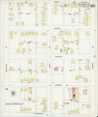 Sanborn Fire Insurance Map from Charleston, Kanawha County, West Virginia (1907), Sheet #0026 - Complete Map Set gallery image, historic Sanborn map, vintage wall art, West Virginia West Virginia