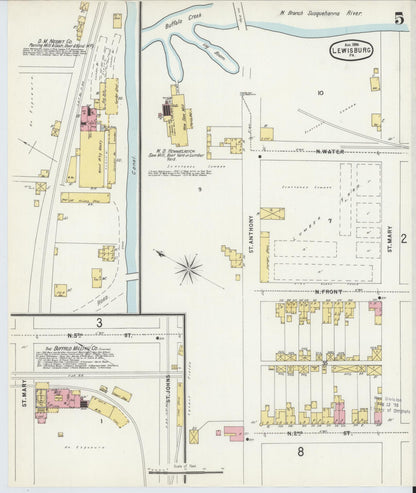 Sanborn Fire Insurance Map from Lewisburg, Union County, Pennsylvania (1896), Sheet #0005 - Historic Sanborn Fire Insurance Map Print, vintage old map wall art, antique decor, genealogy gift, Pennsylvania Pennsylvania map