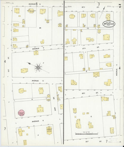 Sanborn Fire Insurance Map from McGregor, McLennan County, Texas (1909), Sheet #0007 - Complete Map Set gallery image, historic Sanborn map, vintage wall art, Texas Texas