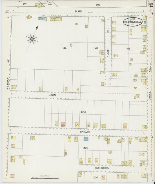 Sanborn Fire Insurance Map from New Rochelle, Westchester County, New York (1892), Sheet #0002 - Historic Sanborn Fire Insurance Map Print, vintage old map wall art, antique decor, genealogy gift, New York New York map