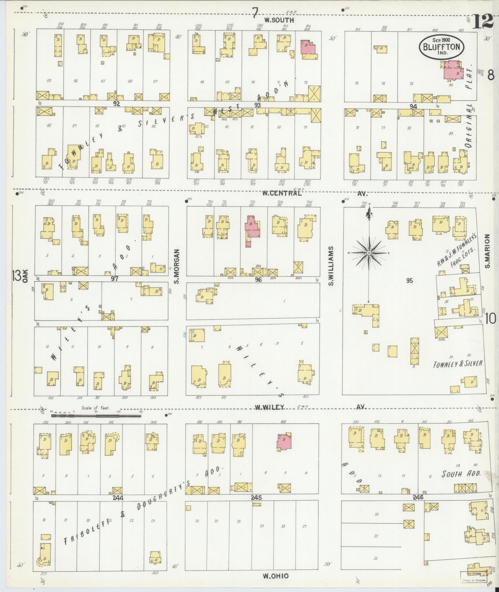 Sanborn Fire Insurance Map from Bluffton, Wells County, Indiana (1900), Sheet #0012 - Complete Map Set gallery image, historic Sanborn map, vintage wall art, Indiana Indiana