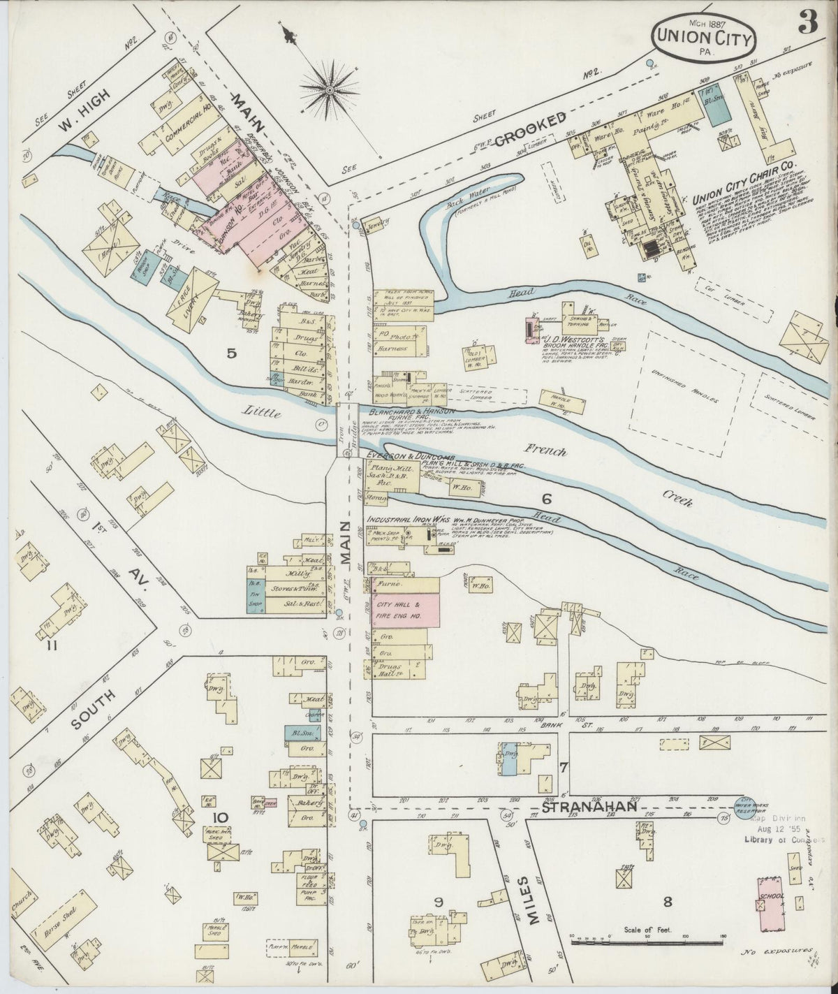 Sanborn Fire Insurance Map from Union City, Erie County, Pennsylvania (1887), Sheet #0003 - Historic Sanborn Fire Insurance Map Print, vintage old map wall art, antique decor, genealogy gift, Pennsylvania Pennsylvania map