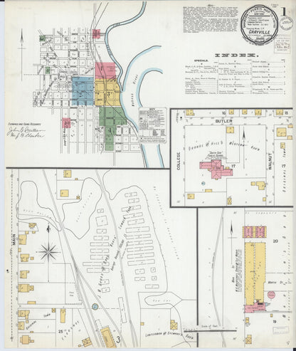 Sanborn Fire Insurance Map from Grayville, White And Edwards Counties, Illinois (1900), Sheet #0001 - Historic Sanborn Fire Insurance Map Print, vintage old map wall art, antique decor, genealogy gift, Illinois Illinois map