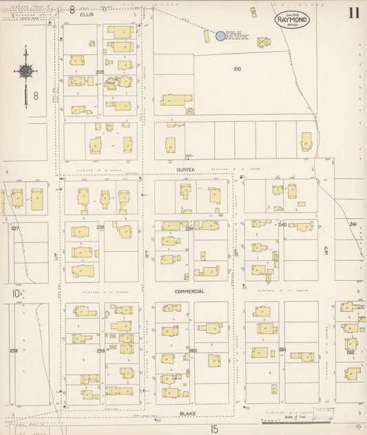 Sanborn Fire Insurance Map from Raymond, Pacific County, Washington (1913), Sheet #0011 - Historic Sanborn Fire Insurance Map Print, vintage old map wall art, antique decor, genealogy gift, Washington Washington map