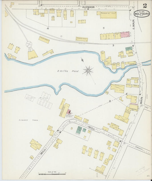 Sanborn Fire Insurance Map from Wolfeboro, Carroll County, New Hampshire (1892), Sheet #0002 - Historic Sanborn Fire Insurance Map Print, vintage old map wall art, antique decor, genealogy gift, New Hampshire New Hampshire map