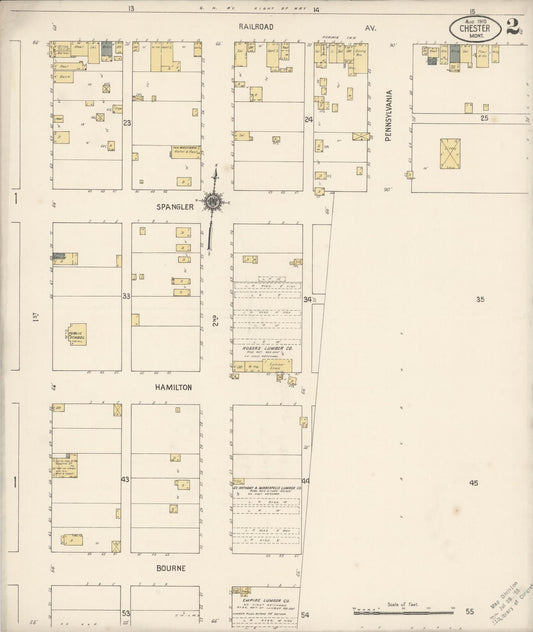 Sanborn Fire Insurance Map from Chester, Liberty County, Montana (1910), Sheet #0002 - Historic Sanborn Fire Insurance Map Print, vintage old map wall art, antique decor, genealogy gift, Montana Montana map