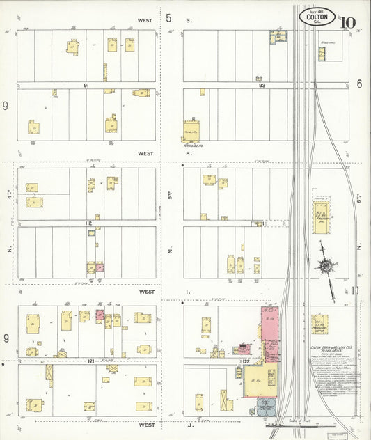 Sanborn Fire Insurance Map from Colton, San Bernardino County, California (1911), Sheet #0010 - Historic Sanborn Fire Insurance Map Print, vintage old map wall art, antique decor, genealogy gift, California California map