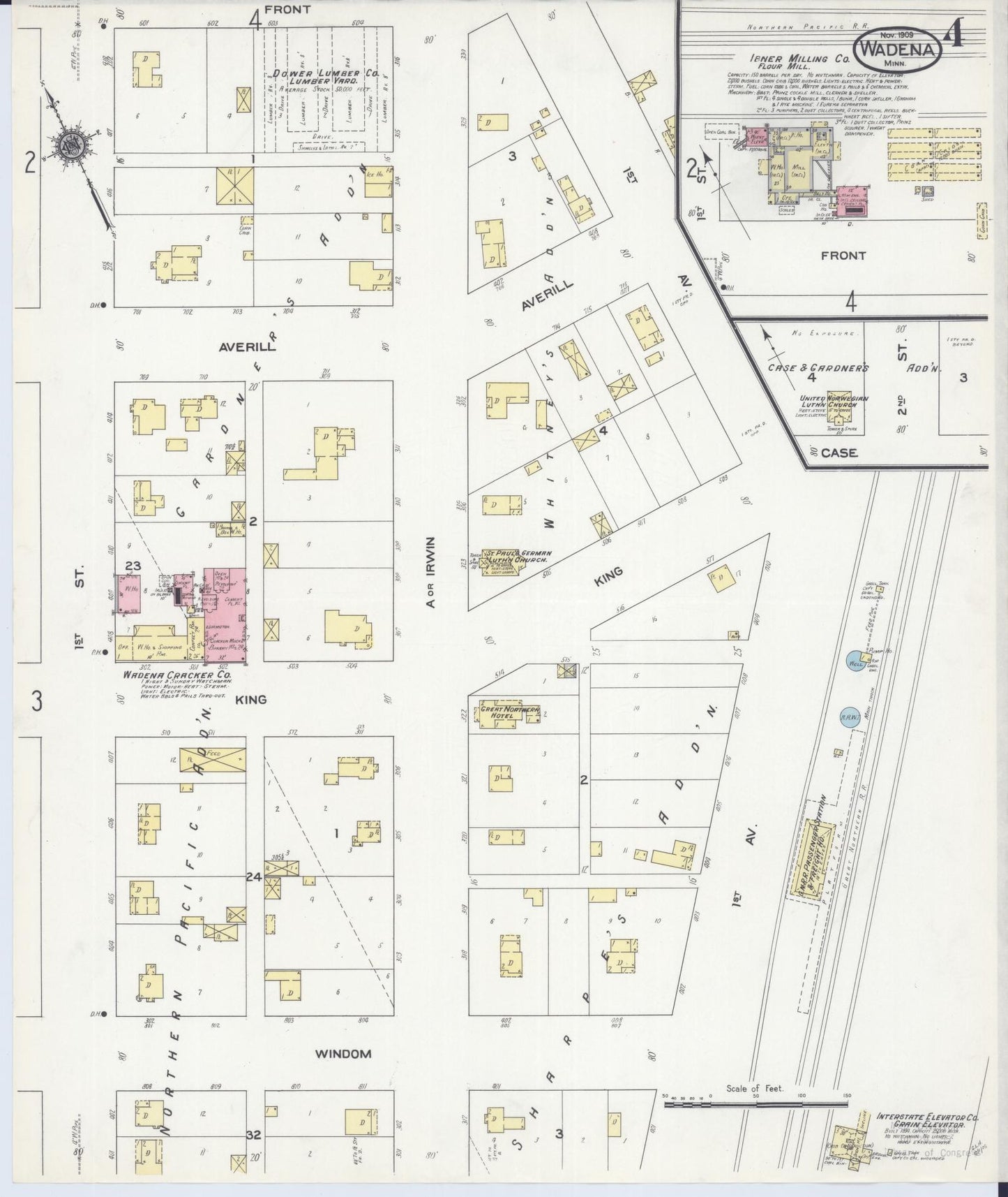 Sanborn Fire Insurance Map from Wadena, Wadena County, Minnesota (1909), Sheet #0004 - Complete Map Set gallery image, historic Sanborn map, vintage wall art, Minnesota Minnesota
