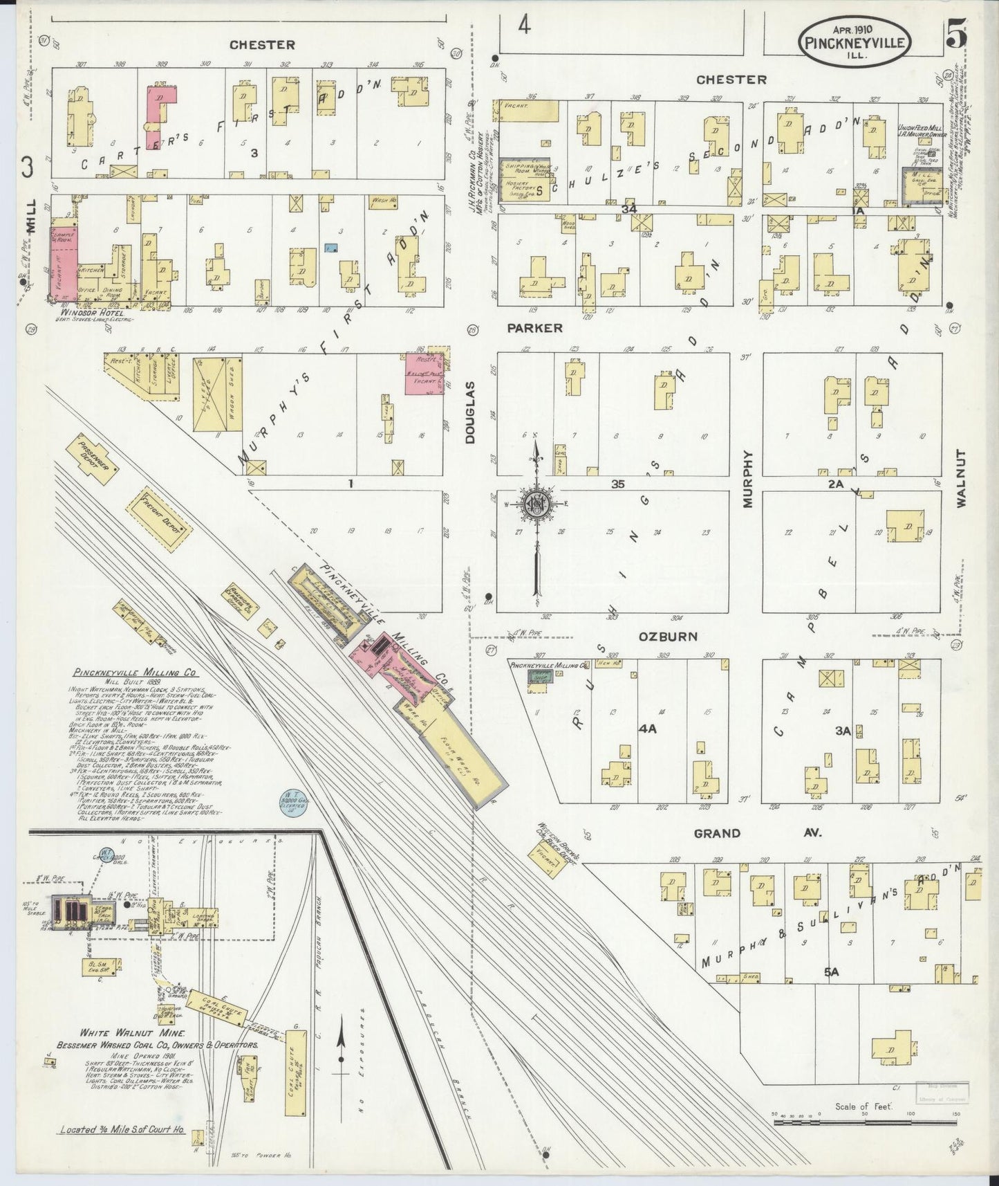 Sanborn Fire Insurance Map from Pinckneyville, Perry County, Illinois (1910), Sheet #0005 - Complete Map Set gallery image, historic Sanborn map, vintage wall art, Illinois Illinois