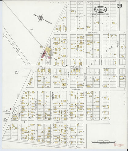 Sanborn Fire Insurance Map from Laurium, Houghton County, Michigan (1917), Sheet #0029 - Complete Map Set gallery image, historic Sanborn map, vintage wall art, Michigan Michigan