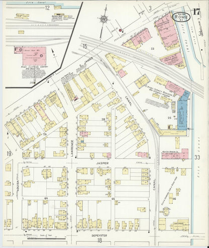 Sanborn Fire Insurance Map from Rome, Oneida County, New York (1914), Sheet #0017 - Historic Sanborn Fire Insurance Map Print, vintage old map wall art, antique decor, genealogy gift, New York New York map