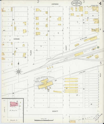 Sanborn Fire Insurance Map from Holdrege, Phelps County, Nebraska (1899), Sheet #0004 - Complete Map Set gallery image, historic Sanborn map, vintage wall art, Nebraska Nebraska