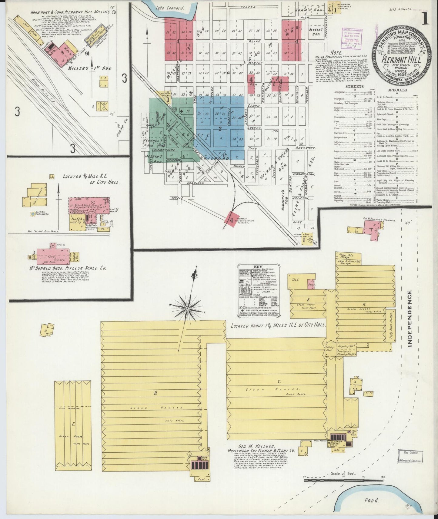 Sanborn Fire Insurance Map from Pleasant Hill, Cass County, Missouri (1906), Sheet #0001 - Complete Map Set gallery image, historic Sanborn map, vintage wall art, Missouri Missouri