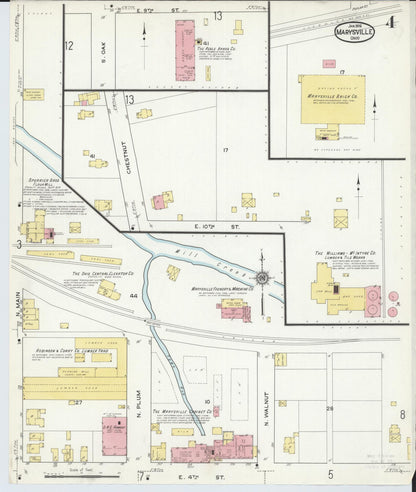 Sanborn Fire Insurance Map from Marysville, Union County, Ohio (1916), Sheet #0004 - Historic Sanborn Fire Insurance Map Print, vintage old map wall art, antique decor, genealogy gift, Ohio Ohio map