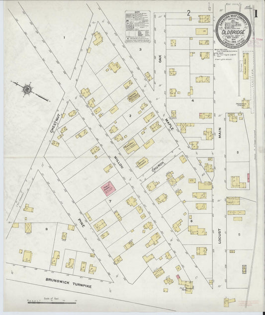 Sanborn Fire Insurance Map from Old Bridge, Middlesex County, New Jersey. (1910) – Historic Sanborn Fire Insurance Map Print