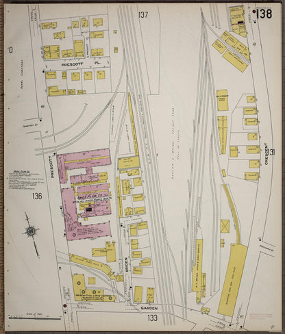 Sanborn Fire Insurance Map from Worcester, Worcester County, Massachusetts (1910), Sheet #0138 - Historic Sanborn Fire Insurance Map Print, vintage old map wall art, antique decor, genealogy gift, Massachusetts Massachusetts map