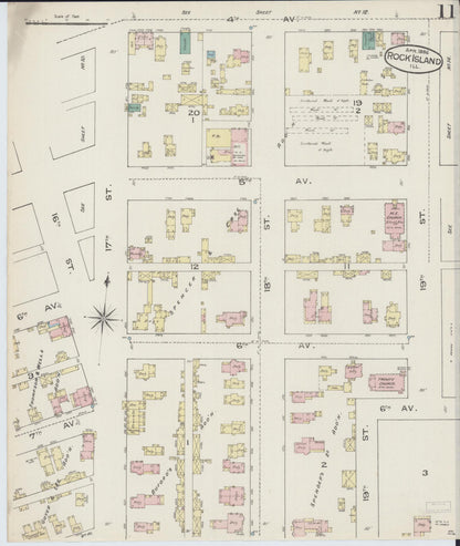 Sanborn Fire Insurance Map from Rock Island, Rock Island County, Illinois (1886), Sheet #0011 - Complete Map Set gallery image, historic Sanborn map, vintage wall art, Illinois Illinois