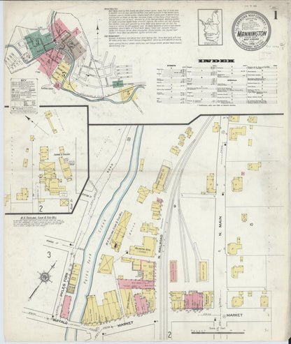 Sanborn Fire Insurance Map from Mannington, Marion County, West Virginia (1913), Sheet #0001 - Complete Map Set gallery image, historic Sanborn map, vintage wall art, West Virginia West Virginia