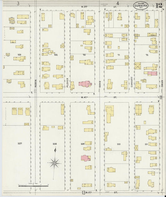 Sanborn Fire Insurance Map from Dunkirk, Chautauqua County, New York (1898), Sheet #0012 - Historic Sanborn Fire Insurance Map Print, vintage old map wall art, antique decor, genealogy gift, New York New York map