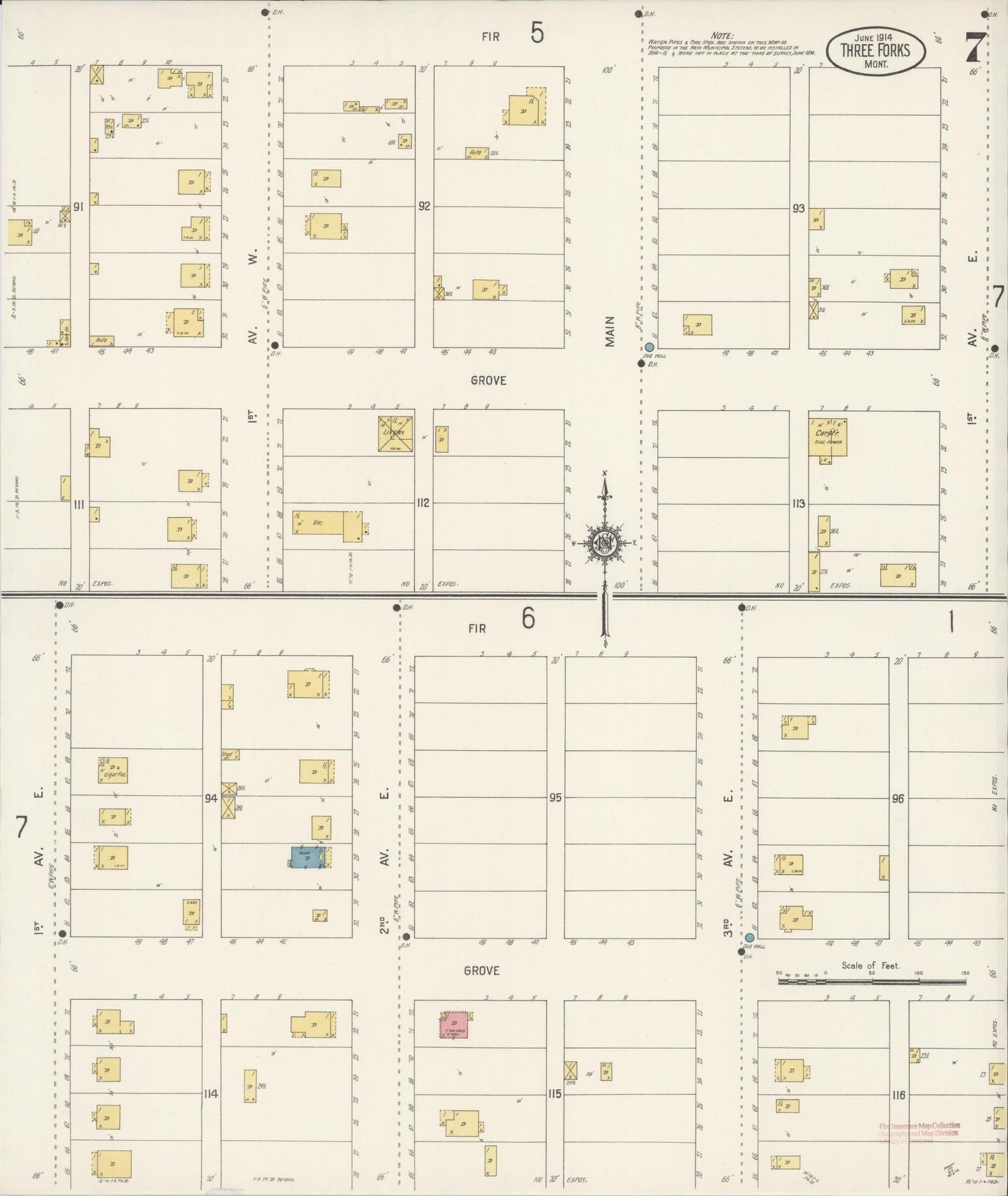 Sanborn Fire Insurance Map from Three Forks, Gallatin County, Montana (1914), Sheet #0007 - Historic Sanborn Fire Insurance Map Print, vintage old map wall art, antique decor, genealogy gift, Montana Montana map