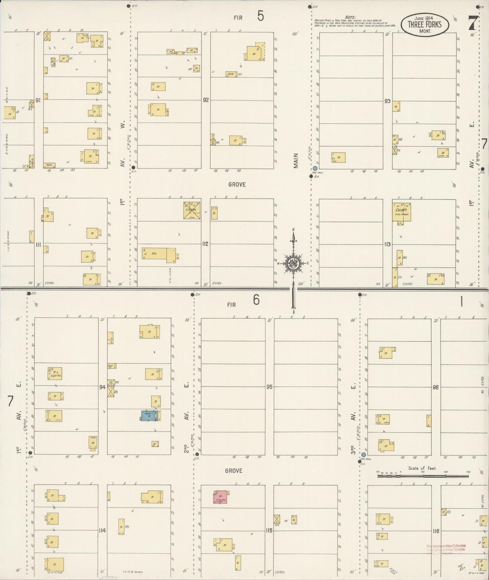 Sanborn Fire Insurance Map from Three Forks, Gallatin County, Montana (1914), Sheet #0007 - Historic Sanborn Fire Insurance Map Print, vintage old map wall art, antique decor, genealogy gift, Montana Montana map