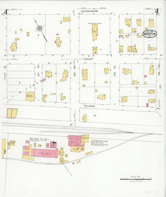 Sanborn Fire Insurance Map from Morton, Tazewell County, Illinois (1926), Sheet #0004 - Historic Sanborn Fire Insurance Map Print, vintage old map wall art, antique decor, genealogy gift, Illinois Illinois map
