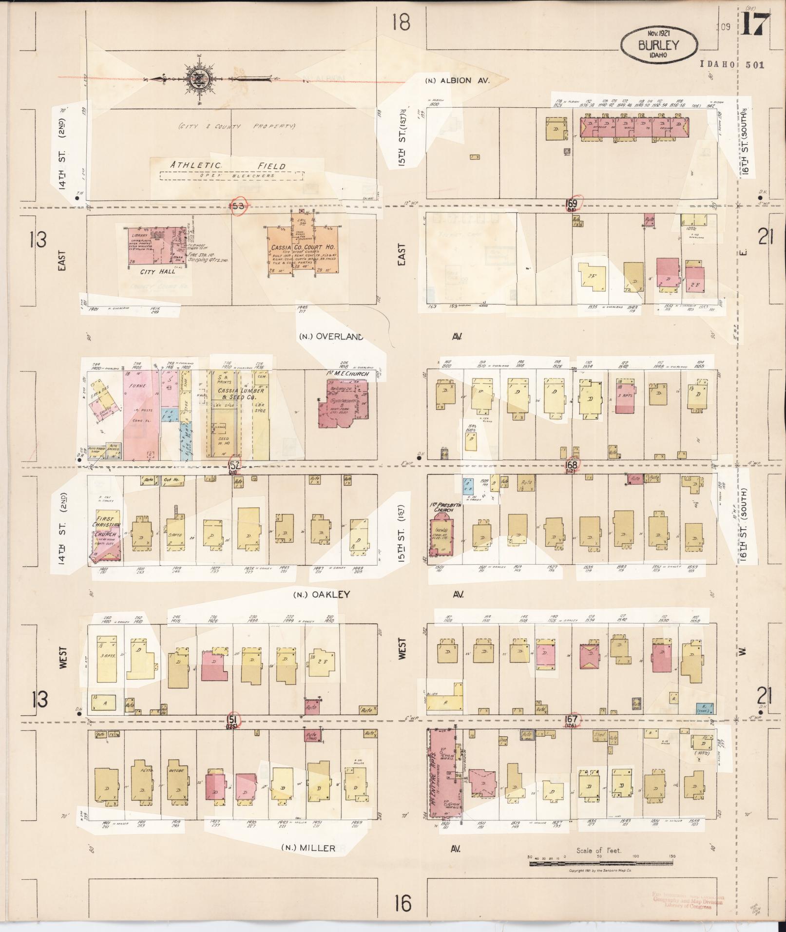 Sanborn Fire Insurance Map from Burley, Cassia County, Idaho (1949), Sheet #0017 - Historic Sanborn Fire Insurance Map Print, vintage old map wall art, antique decor, genealogy gift, Idaho Idaho map