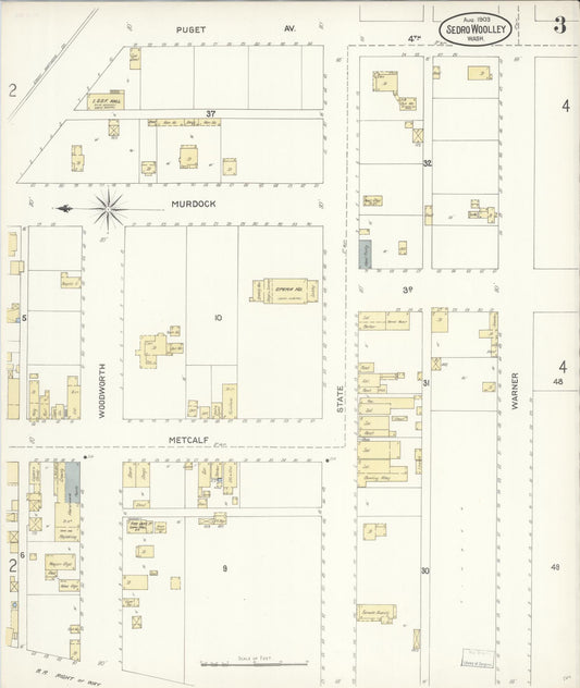 Sanborn Fire Insurance Map from Sedro Woolley, Skagit County, Washington (1903), Sheet #0003 - Historic Sanborn Fire Insurance Map Print, vintage old map wall art, antique decor, genealogy gift, Washington Washington map