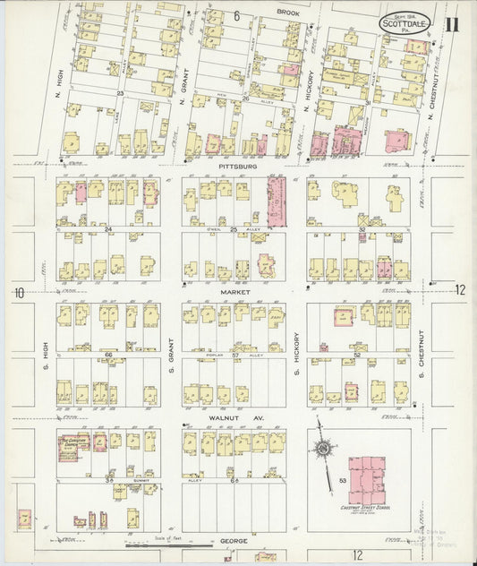 Sanborn Fire Insurance Map from Scottdale, Westmoreland County, Pennsylvania (1914), Sheet #0011 - Historic Sanborn Fire Insurance Map Print, vintage old map wall art, antique decor, genealogy gift, Pennsylvania Pennsylvania map