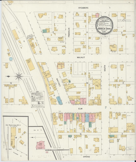 Sanborn Fire Insurance Map from Franklin Grove, Lee County, Illinois (1899), Sheet #0001 - Historic Sanborn Fire Insurance Map Print, vintage old map wall art, antique decor, genealogy gift, Illinois Illinois map