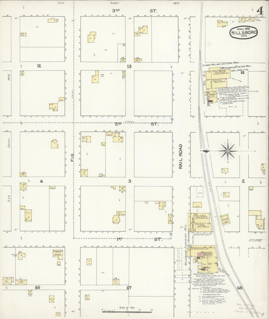 Sanborn Fire Insurance Map from Hillsboro, Washington County, Oregon (1892), Sheet #0004 - Historic Sanborn Fire Insurance Map Print, vintage old map wall art, antique decor, genealogy gift, Oregon Oregon map