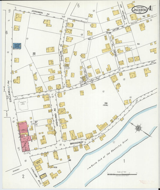 Sanborn Fire Insurance Map from Jackson, Breathitt County, Kentucky (1920), Sheet #0004 - Historic Sanborn Fire Insurance Map Print, vintage old map wall art, antique decor, genealogy gift, Kentucky Kentucky map