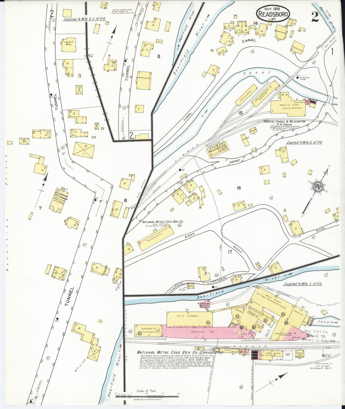 Sanborn Fire Insurance Map from Readsboro, Bennington County, Vermont (1919), Sheet #0002 - Historic Sanborn Fire Insurance Map Print, vintage old map wall art, antique decor, genealogy gift, Vermont Vermont map