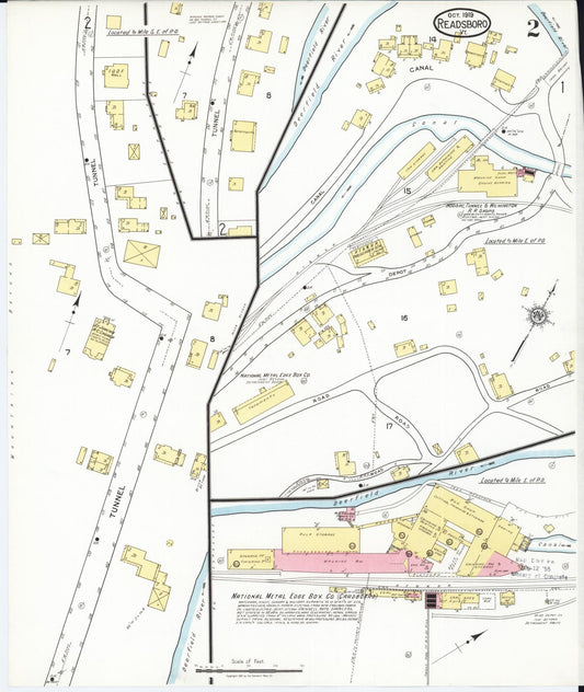 Sanborn Fire Insurance Map from Readsboro, Bennington County, Vermont (1919), Sheet #0002 - Historic Sanborn Fire Insurance Map Print, vintage old map wall art, antique decor, genealogy gift, Vermont Vermont map