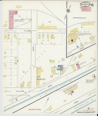 Sanborn Fire Insurance Map from Napoleon, Henry County, Ohio (1916), Sheet #0006 - Historic Sanborn Fire Insurance Map Print, vintage old map wall art, antique decor, genealogy gift, Ohio Ohio map