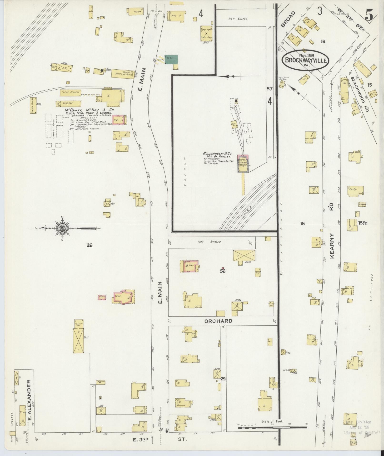 Sanborn Fire Insurance Map from Brockway, Jefferson County, Pennsylvania (1909), Sheet #0005 - Historic Sanborn Fire Insurance Map Print, vintage old map wall art, antique decor, genealogy gift, Pennsylvania Pennsylvania map